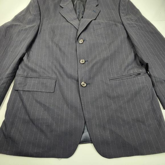 Ralph Lauren Navy Blue Pin Stripe 3 Button Suit Dress Jacket Men's Size 42R - Picture 4 of 9